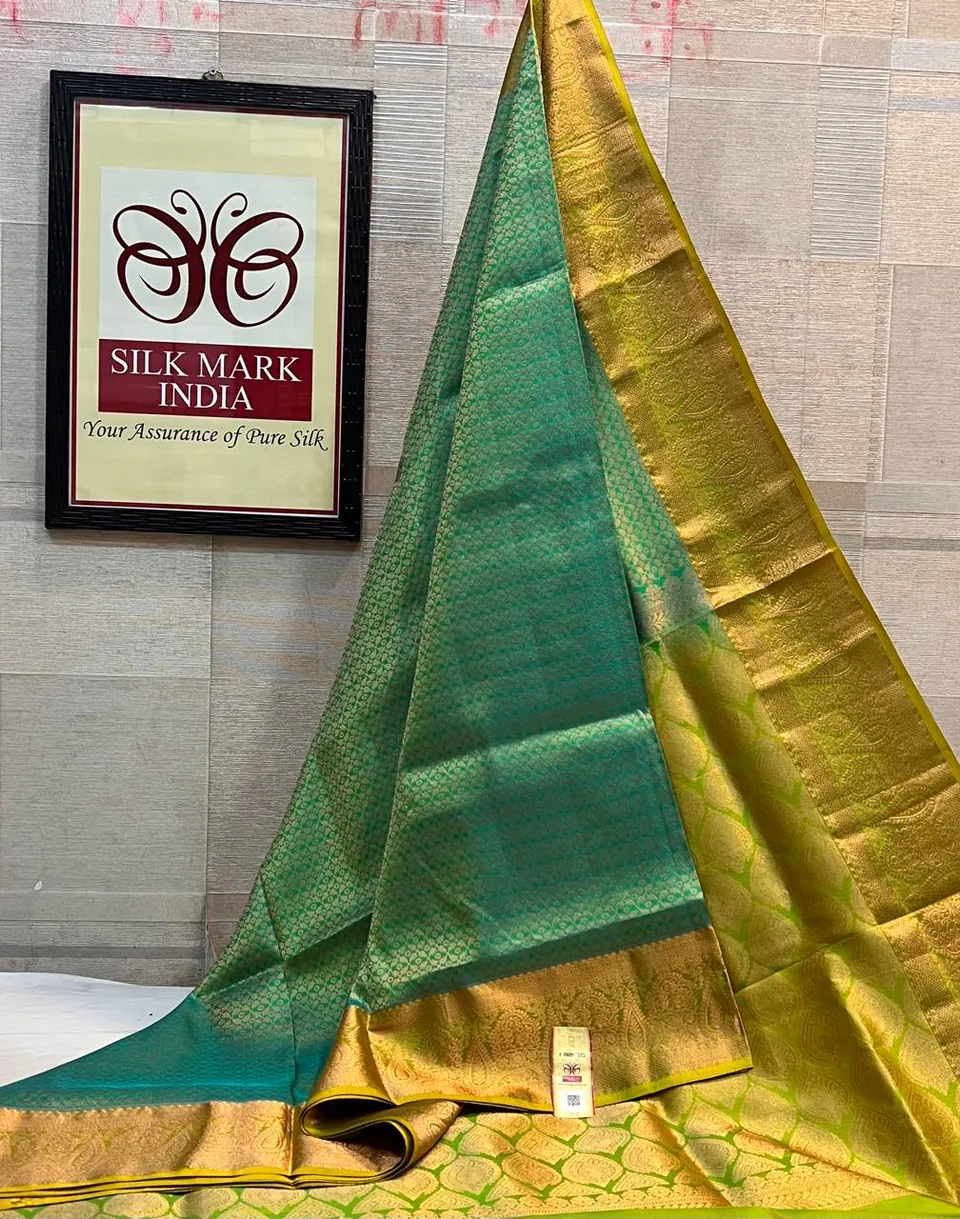 Green & Gold kanchipuram pure silk saree