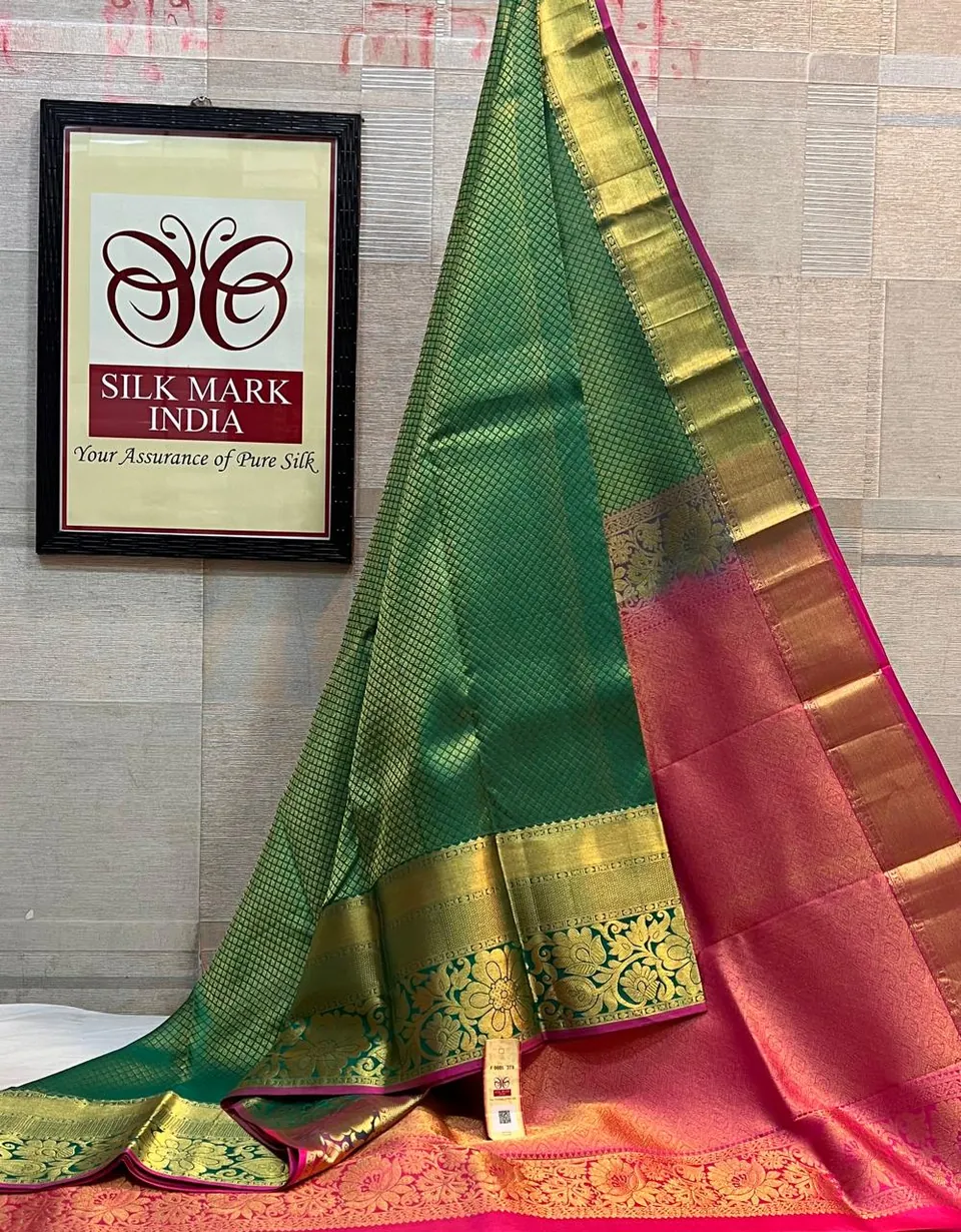 Green & Pink kanchipuram pure silk saree