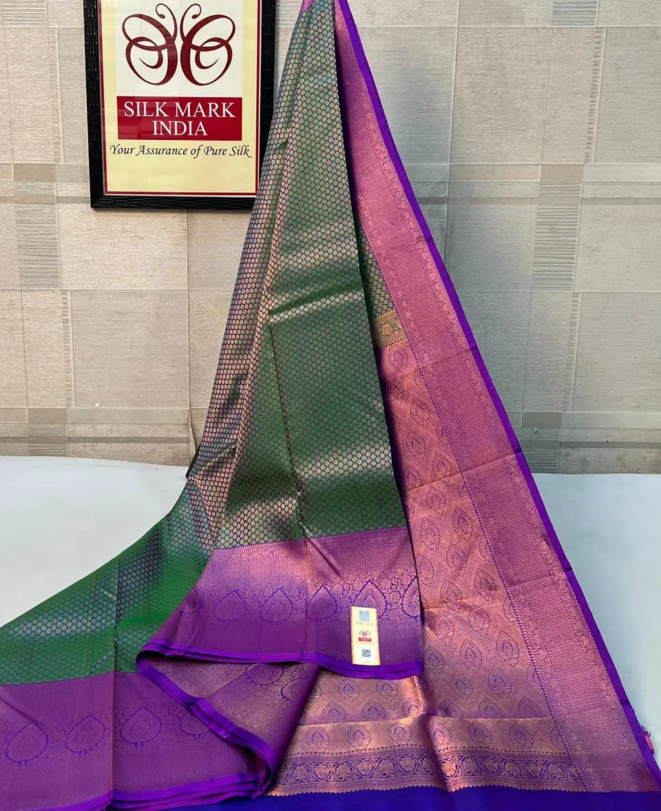 Green & Purple kanchipuram pure silk saree