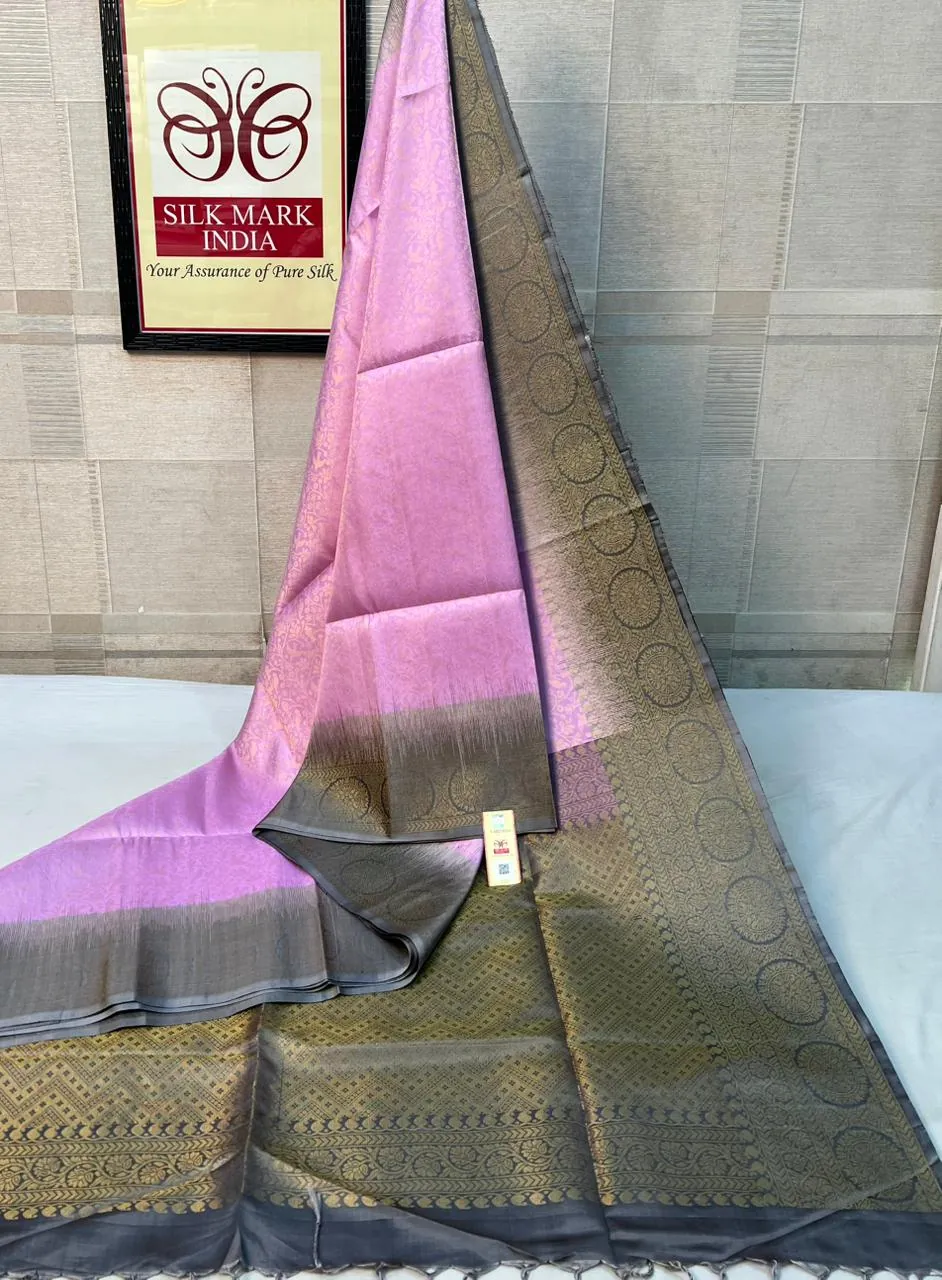 Lilac & Grey kanchipuram pure silk saree