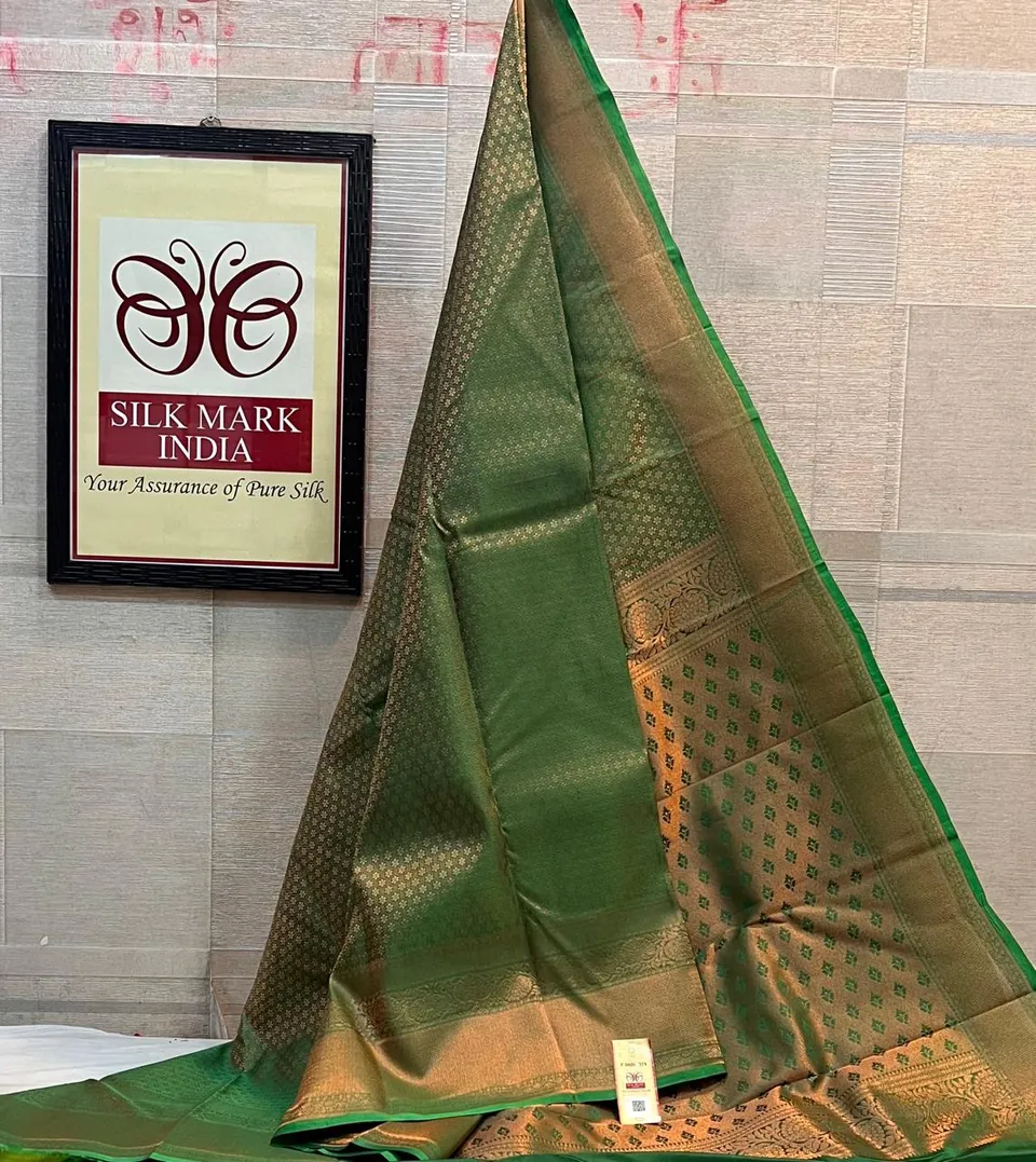 Mehendi Green kanchipuram pure silk saree