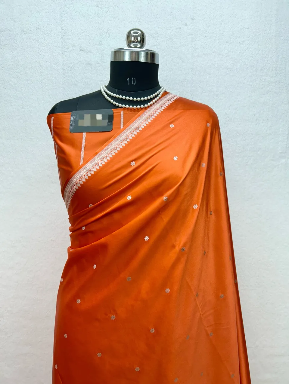 Orange banarasi mashru katan silk booti saree