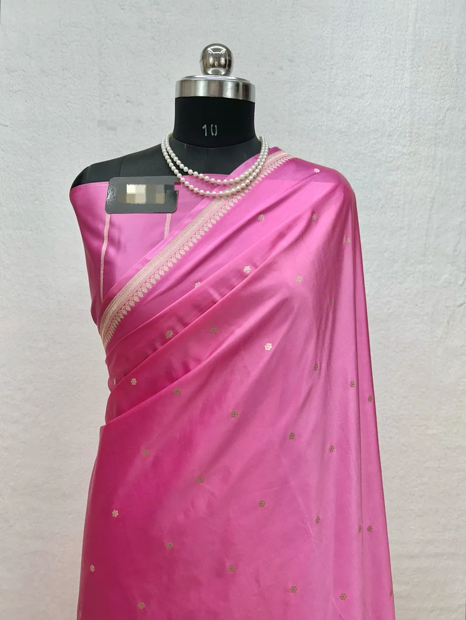 Pink banarasi mashru katan silk booti saree