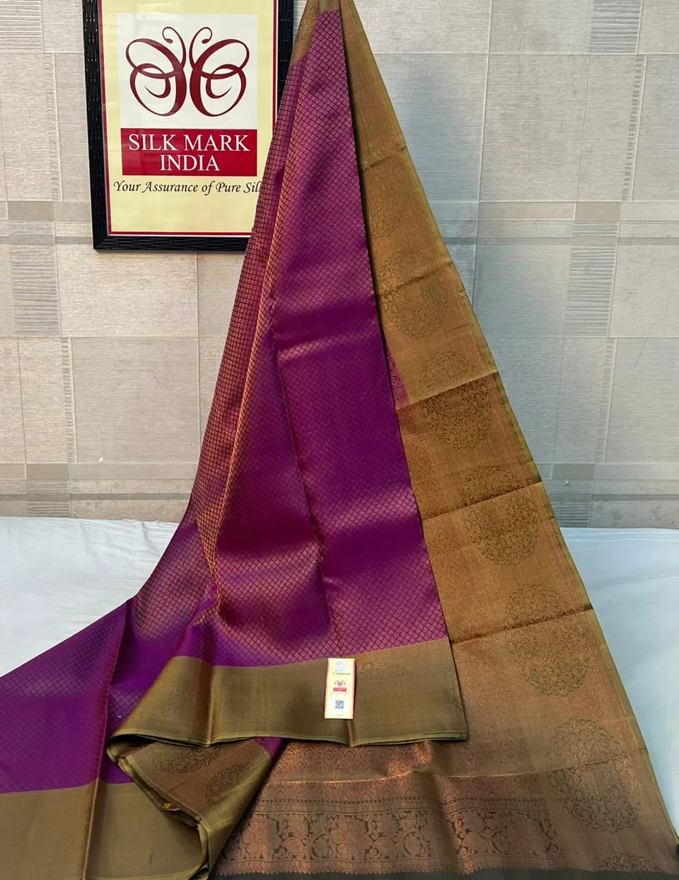 Purple & Olive kanchipuram pure silk saree