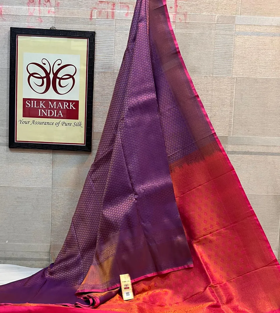 Purple & Red kanchipuram pure silk saree