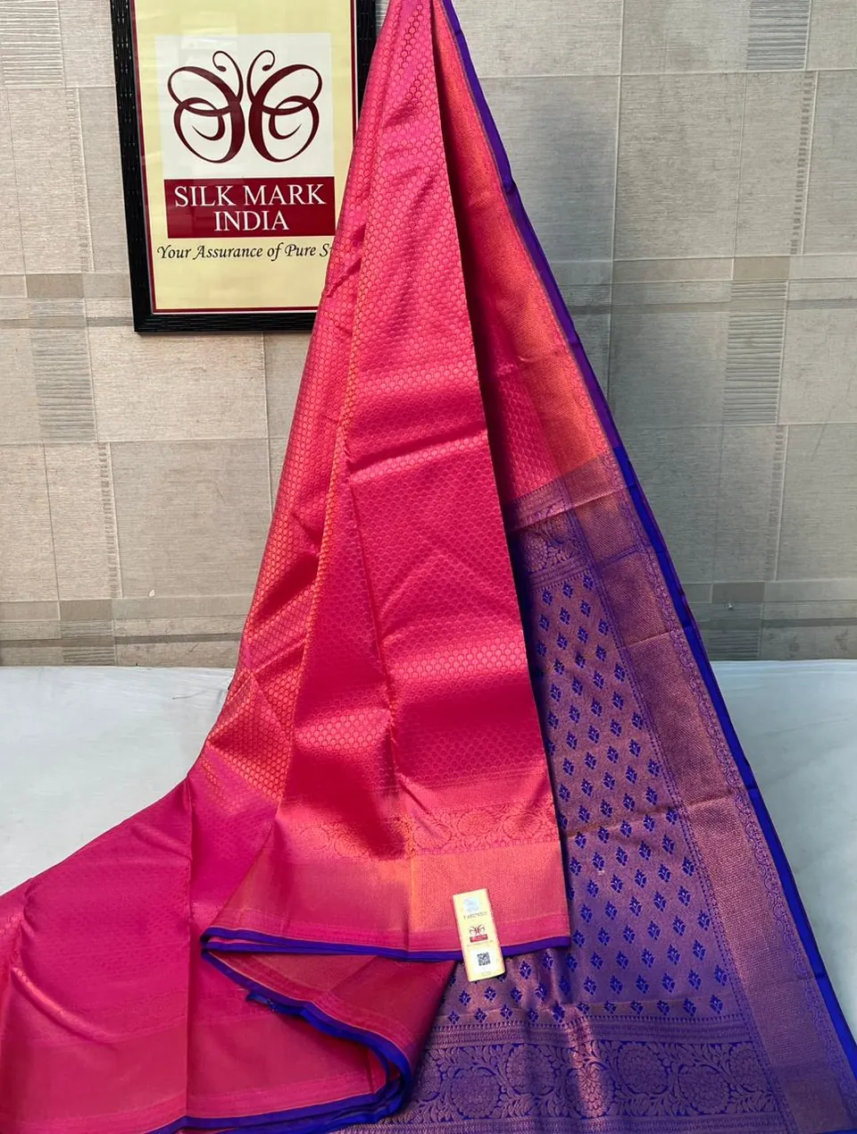 Rani Pink & Violet kanchipuram pure silk saree
