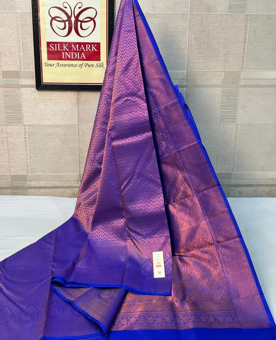 Violet & Royal Blue kanchipuram pure silk saree